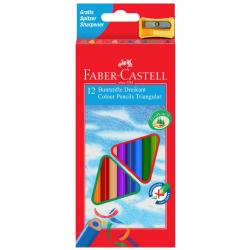 Creioane Colorate & Creioane Grafit - Creioane Colorate Triunghiulare cu Ascutitoare Eco 12 culori Faber-Castell