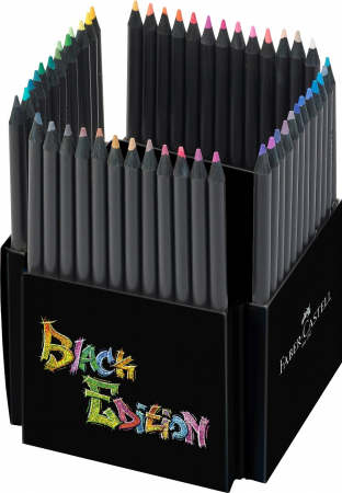 Creioane colorate triunghiulare cutie carton 50 culori Black Edition Faber Castell [1]