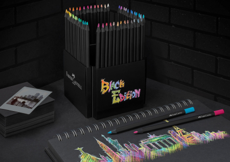 Creioane colorate triunghiulare cutie carton 50 culori Black Edition Faber Castell [4]
