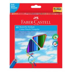 Creioane Colorate Triunghiulare Eco 48 culori cu Ascutitoare Faber-Castell