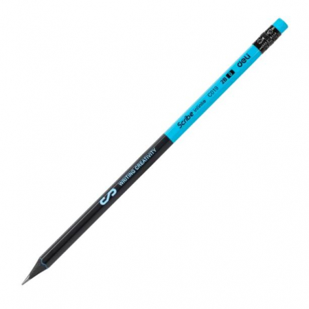 Desen si pictura - Creion Grafit cu guma, Lemn Negru 2B, Deli