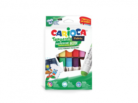 Carioca - Set 10 culori/ set Creion-tempera Temperello Fabric, Carioca