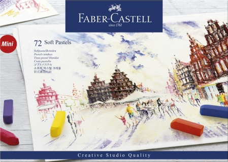 Creioane Grafit, Monochrome, Carbune - Cutie Creioane Pastel Soft Mini 72 culori Faber-Castell