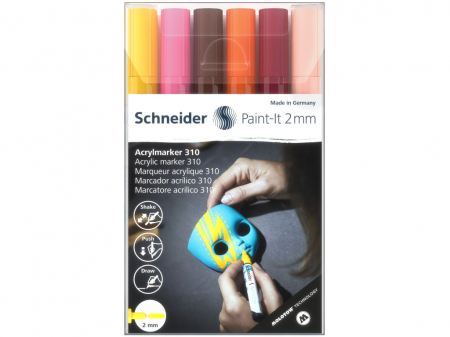 Creative - Set 6 buc Marker cu vopsea acrilică Paint-It 310 2 mm set 3, Schneider