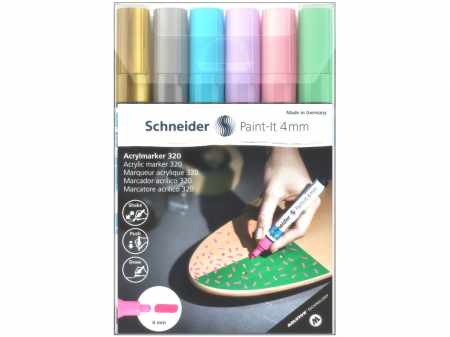 Creative - Set 6 buc Marker cu vopsea acrilică Paint-It 320 4 mm Set no 2, Schneider