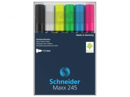Markere sticla - Set 6 x Marker pentru sticla Maxx 245, Schneider