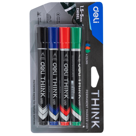 Deli - Marker Permanent 4/ set Varf Tesit, Deli