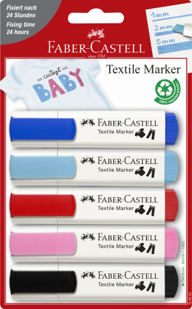 Markere Textile Blister 5 culori rosu-albastru Faber-Castell [0]