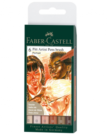 NOU - Pitt Artist Pen Brush, Set 6 culori Portret, Faber-Castell