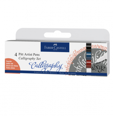 Markere Caligrafie - Pitt Artist Pen Caligrafic Classic set 4 buc Color Faber-Castell