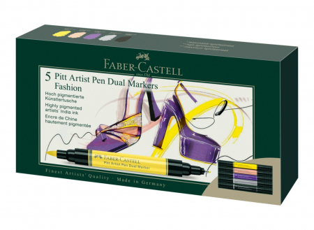 Markere Desen - Pitt Artist Pen Dual Marker Fashion Set 5 culori, Faber-Castell