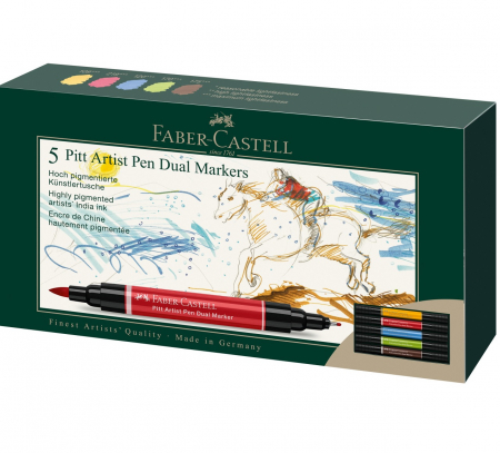 NOU - Pitt Artist Pen Dual Marker Set 5 bucati Faber-Castell