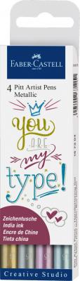 Markere Desen - PITT ARTIST PEN SET 4 BUC METALIZATE Faber-Castell