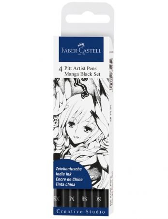 Pitt Artist Pen Set Manga 4 Buc Negru Faber-Castell