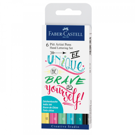 Markere Desen - PITT ARTIST PEN SET CALIGRAFIC 6 BUC PASTEL Faber-Castell