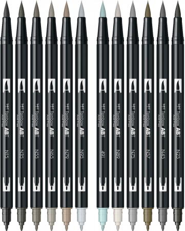 Set 12 Colours Grey ABT Dual Brush Pens, Tombow [4]
