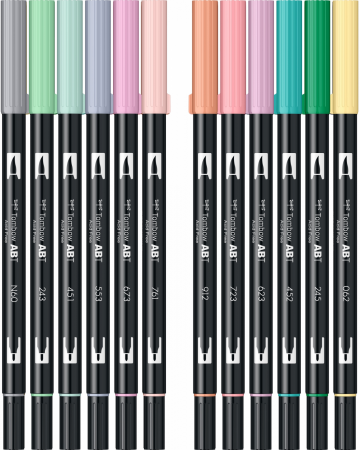 Set 12 Colours Pastel ABT Dual Brush Pens Tombow [1]