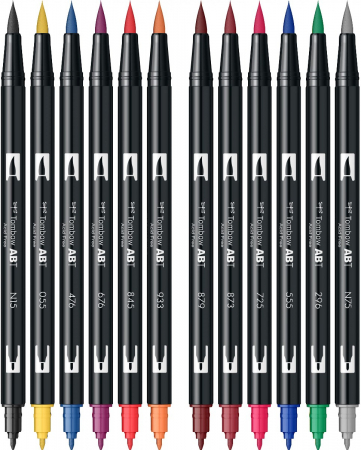Set 12 Colours Primary ABT Dual Brush Pens, Tombow [4]
