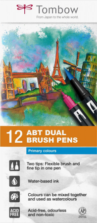 Desen - Set 12 Colours Primary ABT Dual Brush Pens, Tombow