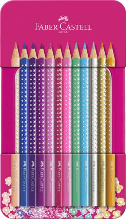 Creioane Colorate Permanente - Set 12 Creioane colorate Sparkle Faber-Castell
