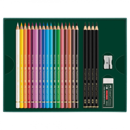 Set 17 Creioane Colorate POLYCHROMOS + 4 Creioane Grafit Matt + Accesorii Faber-Castell [1]