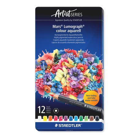 Brand - Set 12 Creioane Colorate Acuarelabile Mars Lumograph Colour Aquarell 104, Staedtler - Copie