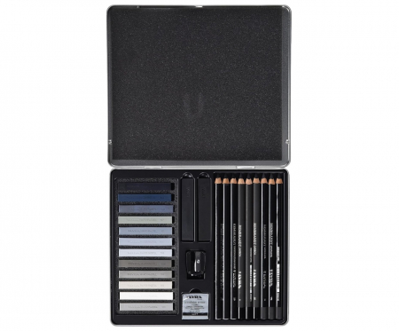 Set 25 Piese, Creioane + accesorii  Sketching tonuri gri Rembrandt, Lyra [1]