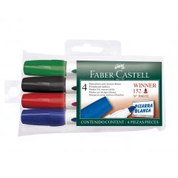 Instrumente de scris office - Set 4 culori Marker Whiteboard Winner 152, Faber-Castell