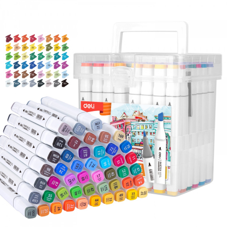 NOU - Set 48 Markere Sketching varf Dublu 1mm/7mm Deli
