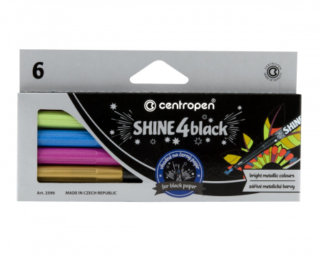 Centropen - Set 6 Markere Creative metalice slim, Centropen
