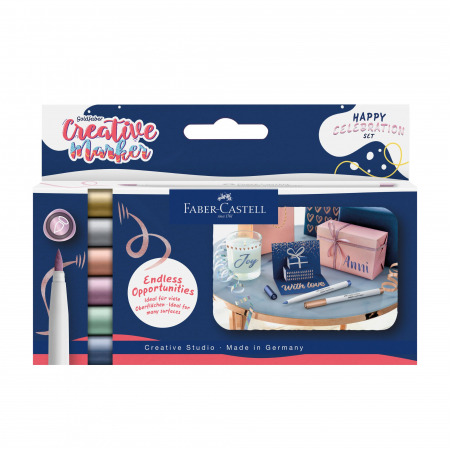 Faber-Castell - Set 6 Markere Goldfaber Metalizate, Happy Celebration, Faber-Castell