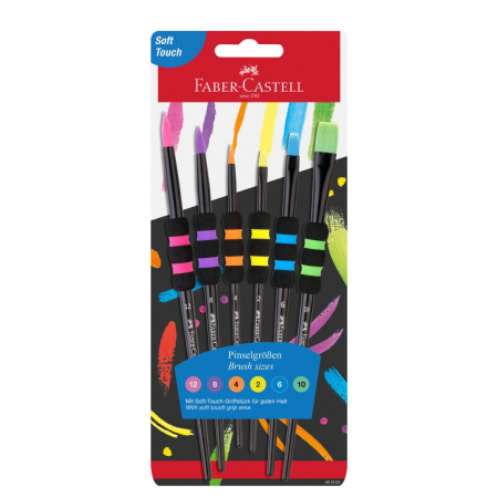 NOU - Set 6 pensule Soft Touch Black, Faber-Castell