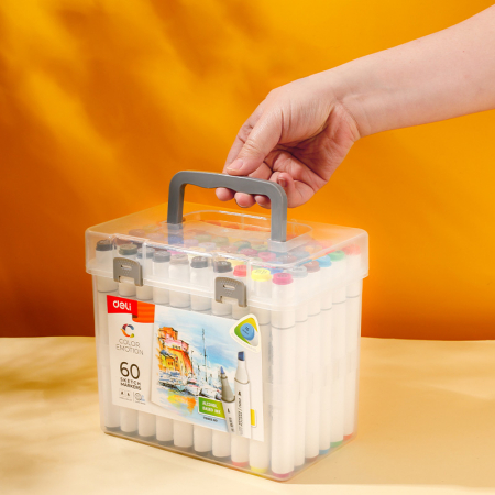 Set 80 Markere Sketching Varf dublu Rotund/Tesit Color Emotion, Deli [3]