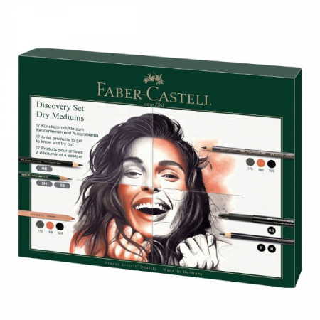 Polychromos Creioane Colorate si Pasteluri - Set Artă Discovery Desen Uscat, 17 Piese, Faber-Castell