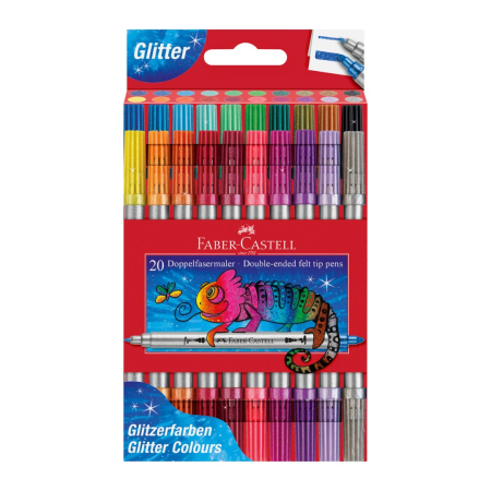 Desen - Set CariocI 20 culori Glitter, 2 capete, Faber-Castell