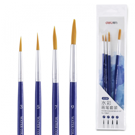 Set de 4 Pensule varf rorund (nr. 3,5,7,9), Deli