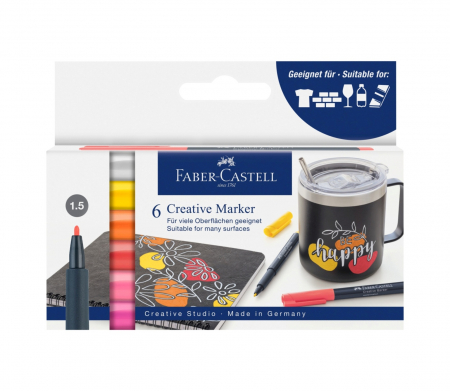 Markere - Set Markere Creative 6 culori Summer, Faber-Castell