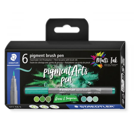 Staedtler - Set Pigment Liner Greens & Turquoises 6 culori, Staedtler