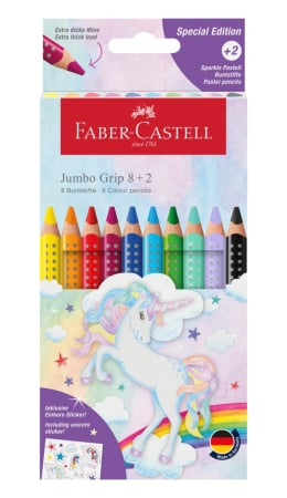 Brand - Set Creioane Colorate 8+2 Culori Jumbo Grip Unicorni Faber-Castell