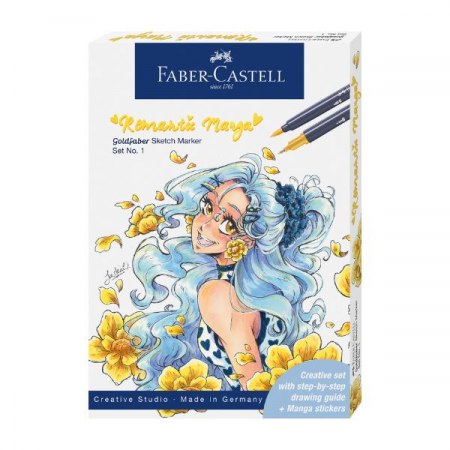 Faber-Castell - Set Romantic Manga 1 - 8 Markere Sketch Goldfaber+2 Pitt Artist Pen+Creion Grafit, Faber-Castell