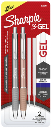 S Gel - Set S-gel 2 buc metalice albastre + 2 mine Sharpie