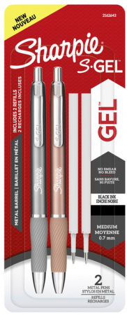S Gel - Set S-gel 2 buc metalice negre + 2 mine Sharpie