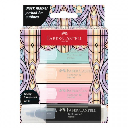 Faber-Castell - Set Textmarkere Pastel – 4 Bucăți – Ediție Specială Glassy, Faber-Castell