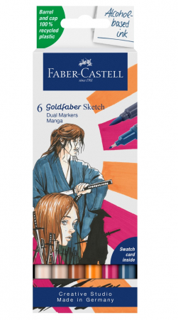 Markere - Set 6 Sketch Marker 2 Capete Manga GoldFaber, Faber-Castell