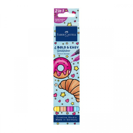Faber-Castell - Sketch Marker cu 2 Capete, Set 4 Bold and Easy II Goldfaber, Faber-Castell