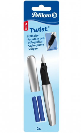 Stilouri Scolare - Stilou Twist Argintiu, blister, Pelikan