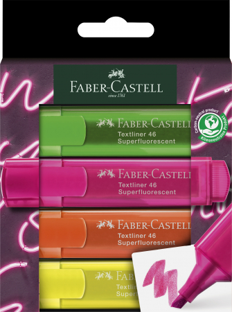 Markere metalizate - Textmarker Superfluorescent Set 4 bucati Faber-Castell