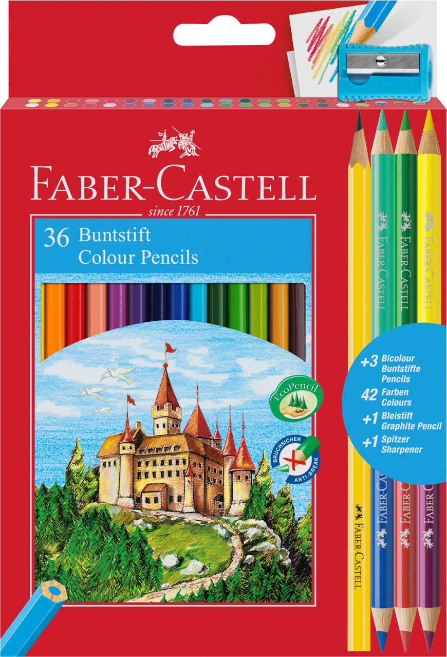 Creioane Colorate 36+3+1 Culori Eco + Ascutitoare Faber-Castell