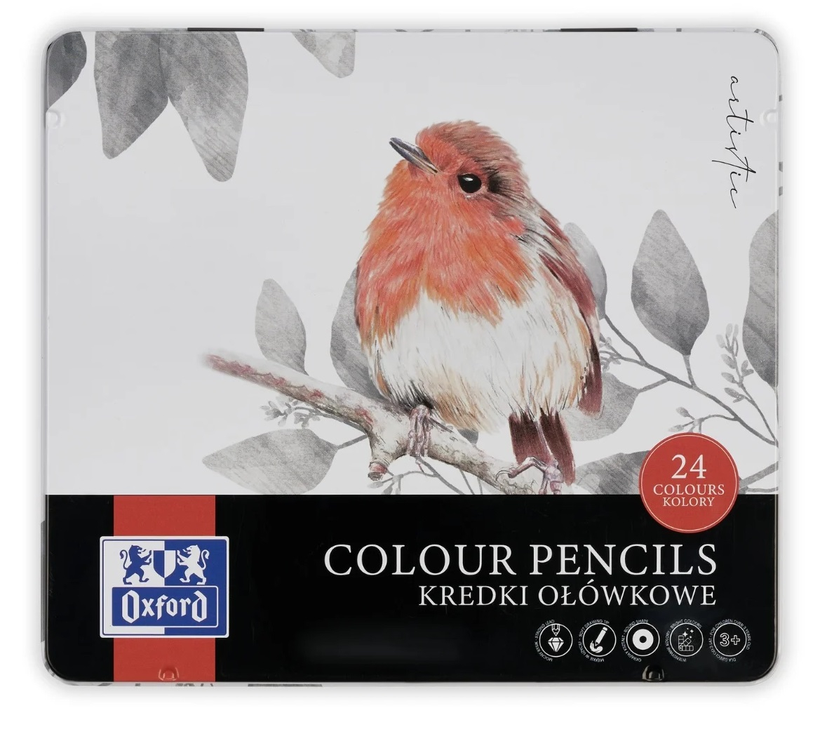 Creioane color,24 culori, in cutie metal, colectia Artistic, Oxford