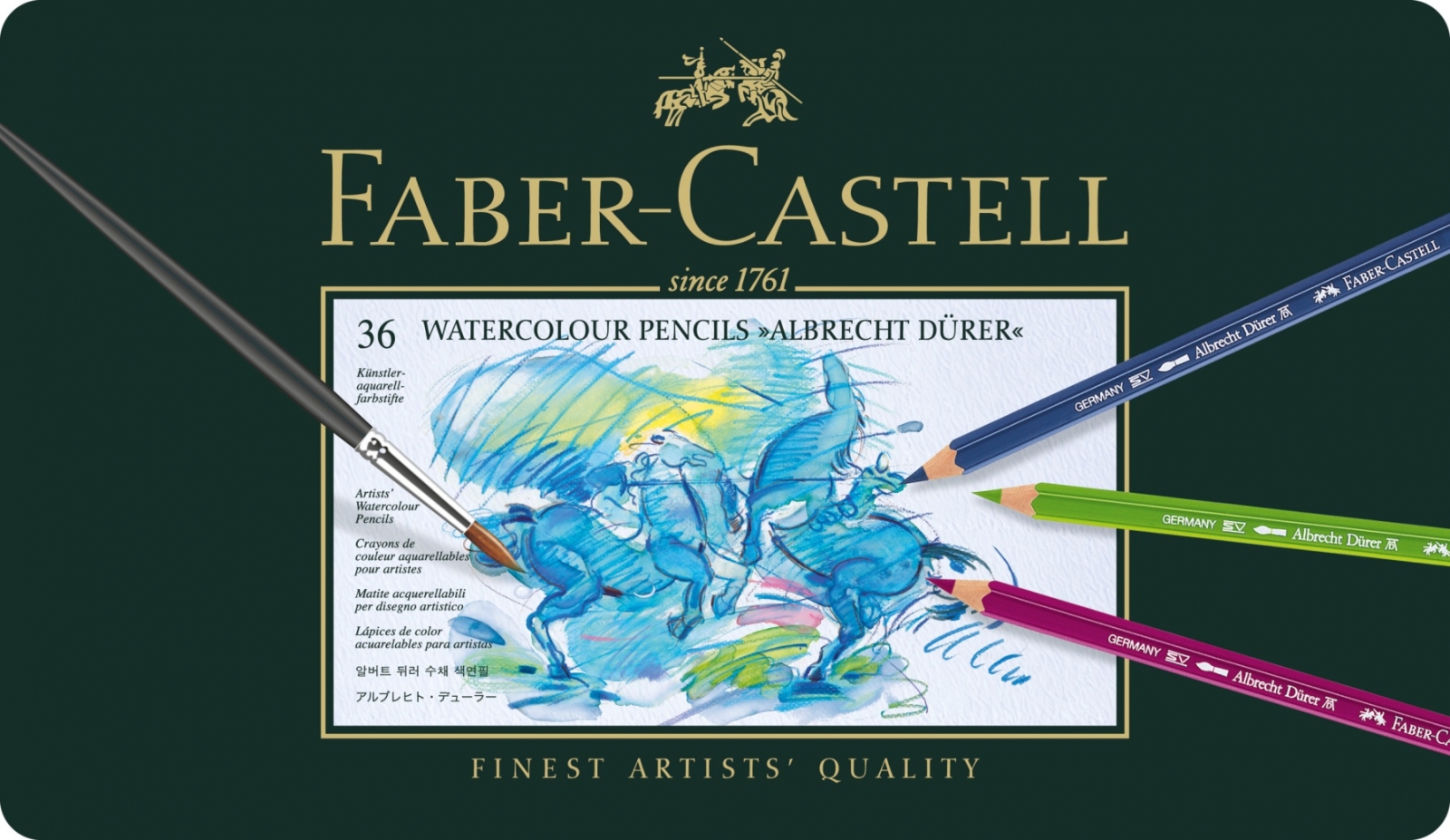 Creioane Colorate Acuarela A.Durer 36 culori, cutie metal Faber-Castell